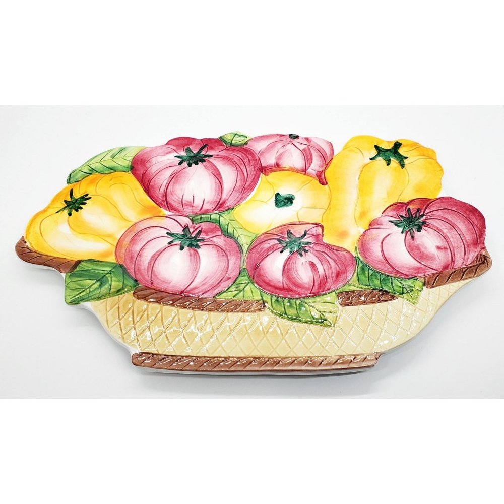 NEW - Trivet Ceramic Decorate/Hot Plate Holder - Squashes. Made in Italy